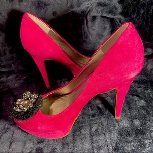 BCBGeneration Hot Pink Suede Pumps